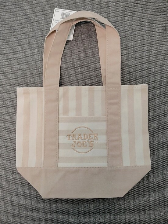 Trader Joe'S Handbags - [New] Trader Joe's Striped Mini Canvas Tote Bag - Beige